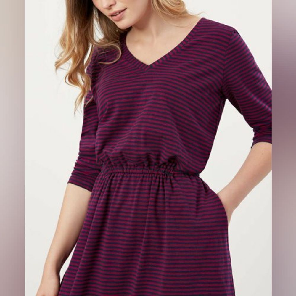 Joules | Three-Quarter Sleeve Blouson Dress sz 12 - Picture 2 of 15